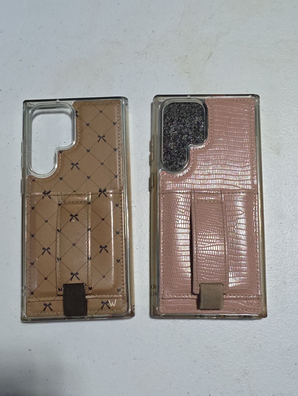 Samsung S23 Ultra Pink and Tan Card Holder Kickstand Cases